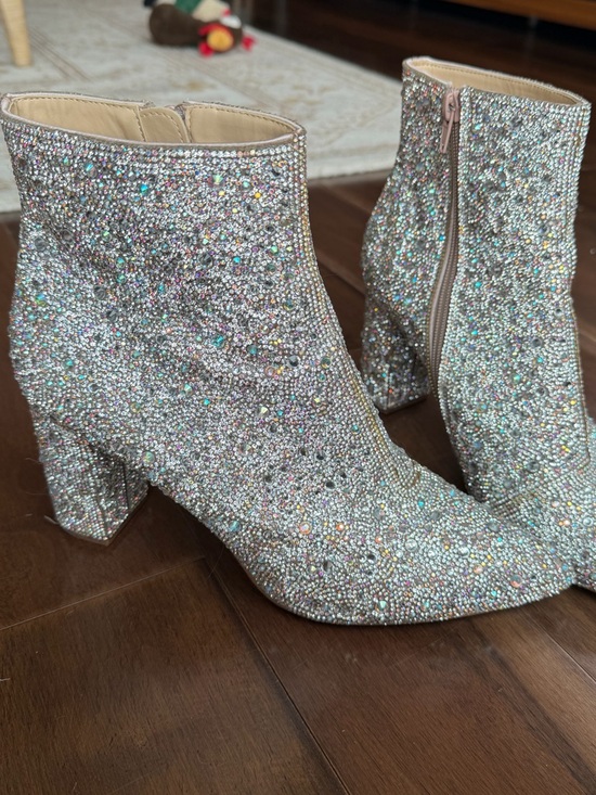Betsey Johnson Shoes - Betsey Johnson Sparkling Crystal Embellished Women's Ankle Boots - Silver